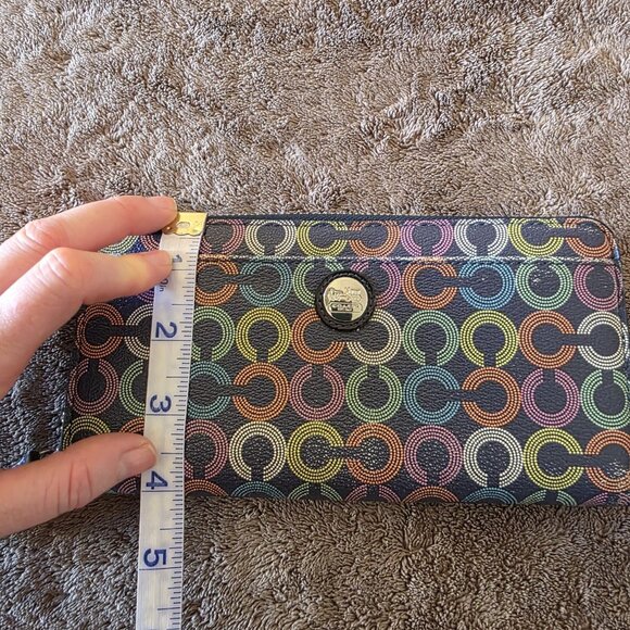 Coach Waverly Coated Canvas Accordion Zip Around Wallet 43628 Navy Card Slot - Picture 8 of 9